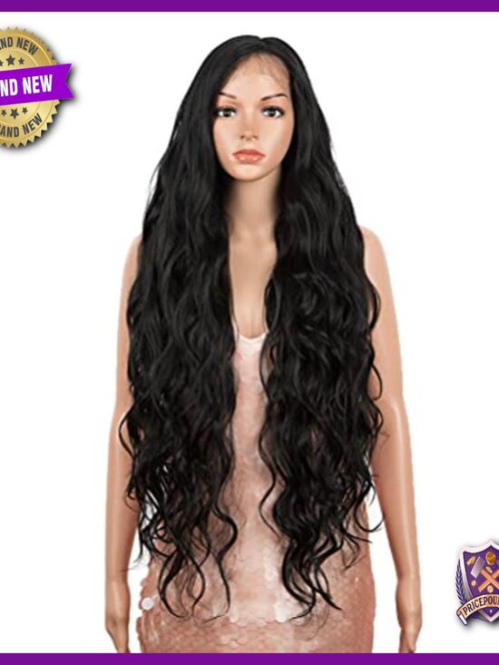 36-Inch Synthetic Lace Front Wig with Big Curls, Heat Resistant, Adjustable Cap main image 5
